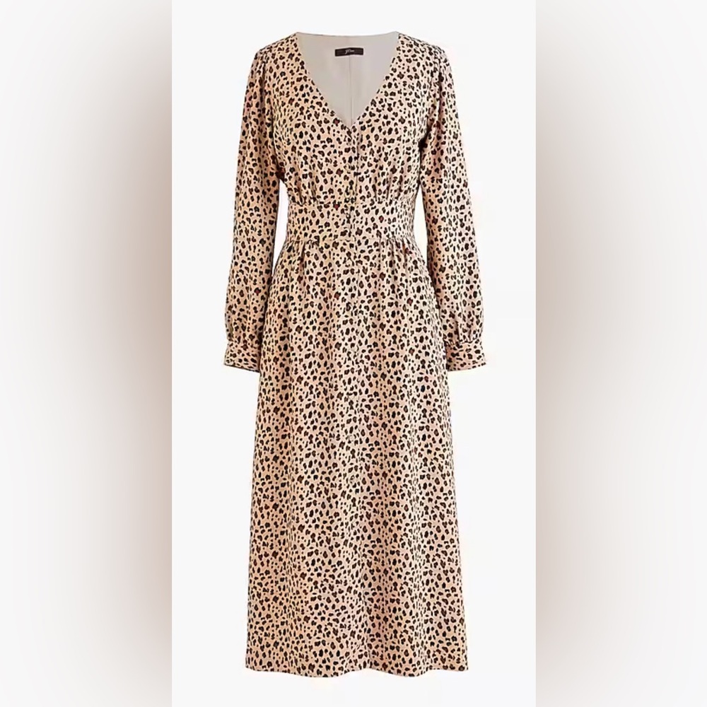 J. Crew Button-front A-line leopard midi dress